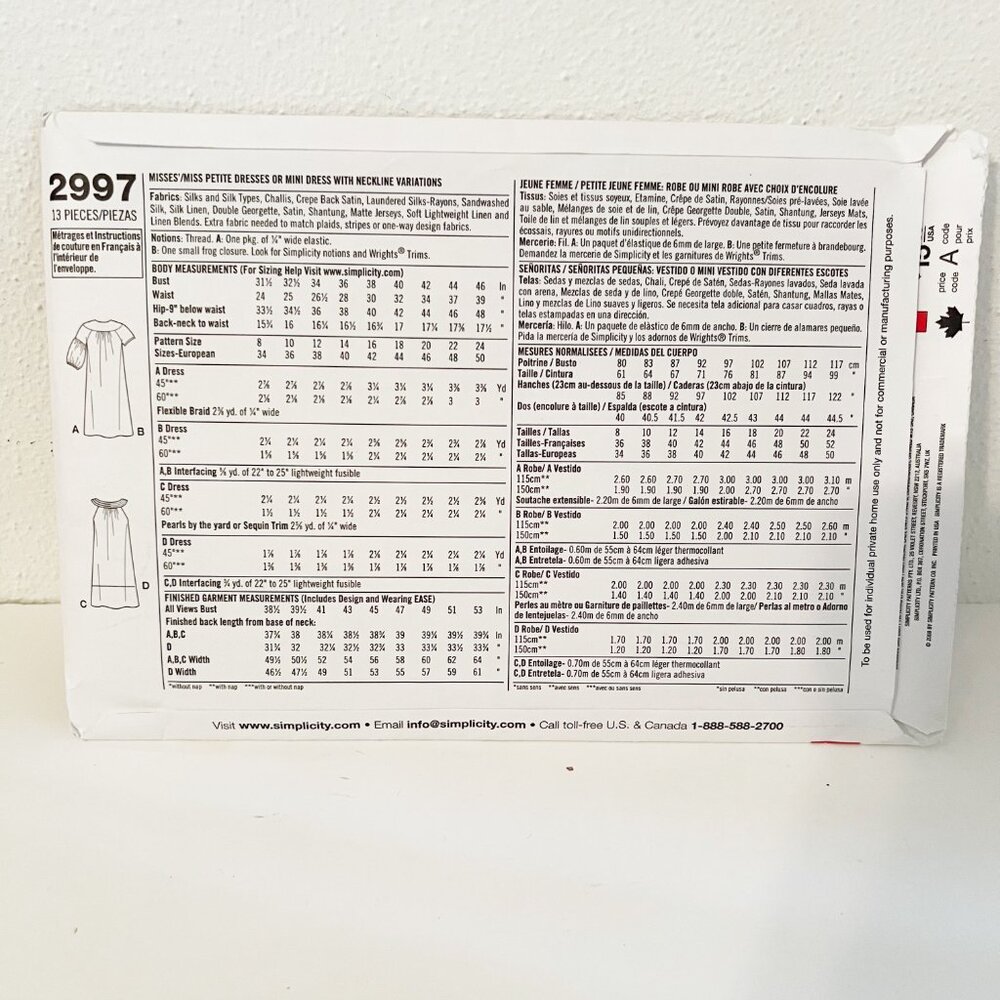 Simplicity Sewing Pattern 2997 - Picture 2 of 3
